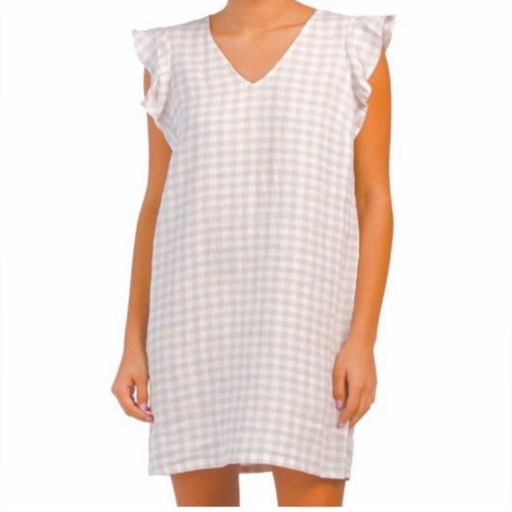 Cynthia Rowley Cream Checkered Midi Dress